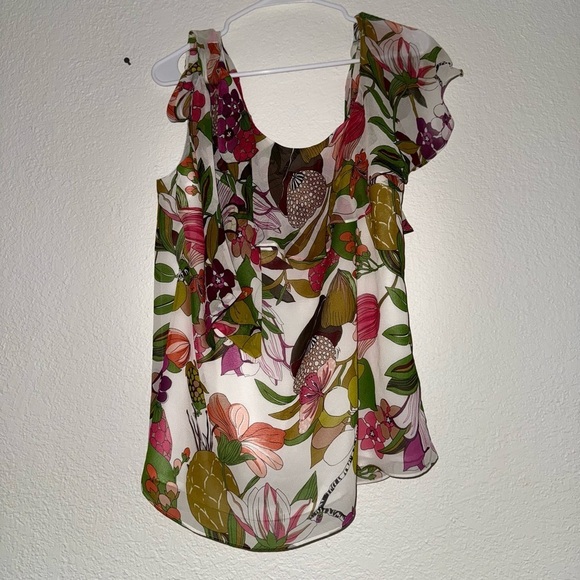 Trina Turk | Magnolia Floral Printed Silk Blouse size XL - Picture 3 of 9